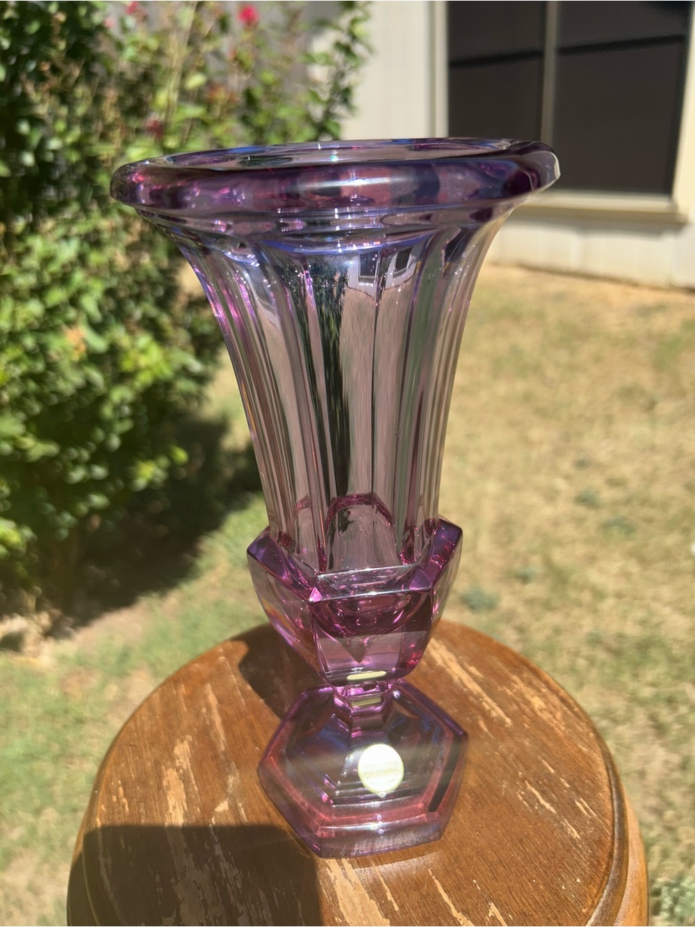 Purple Moser Glass Decorative Vase - rare German Crystal. Perfect condition.